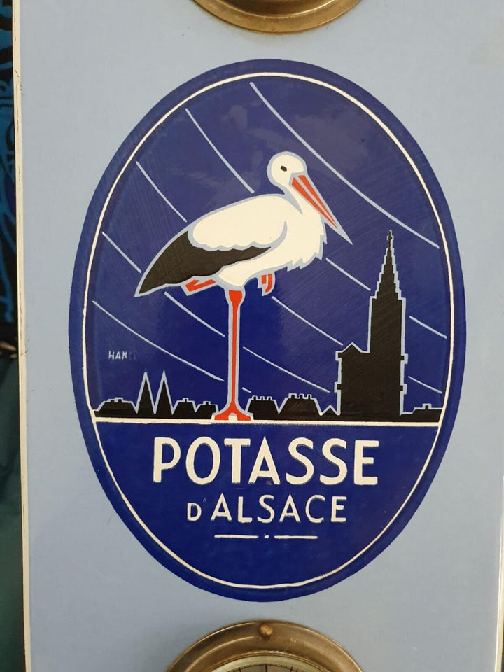 Plaque émaillée Potasse d'Alsace Thermomètre et Baromètre. EAS