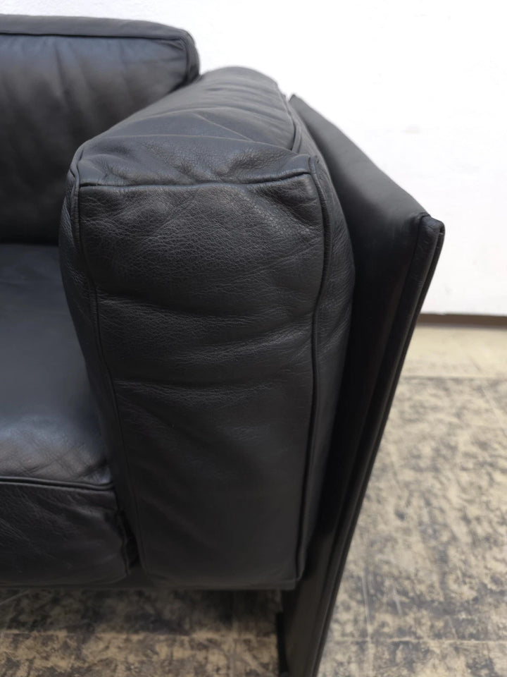 Canapé 2 places en cuir Cassina Duc Mario Bellini noir design vintage