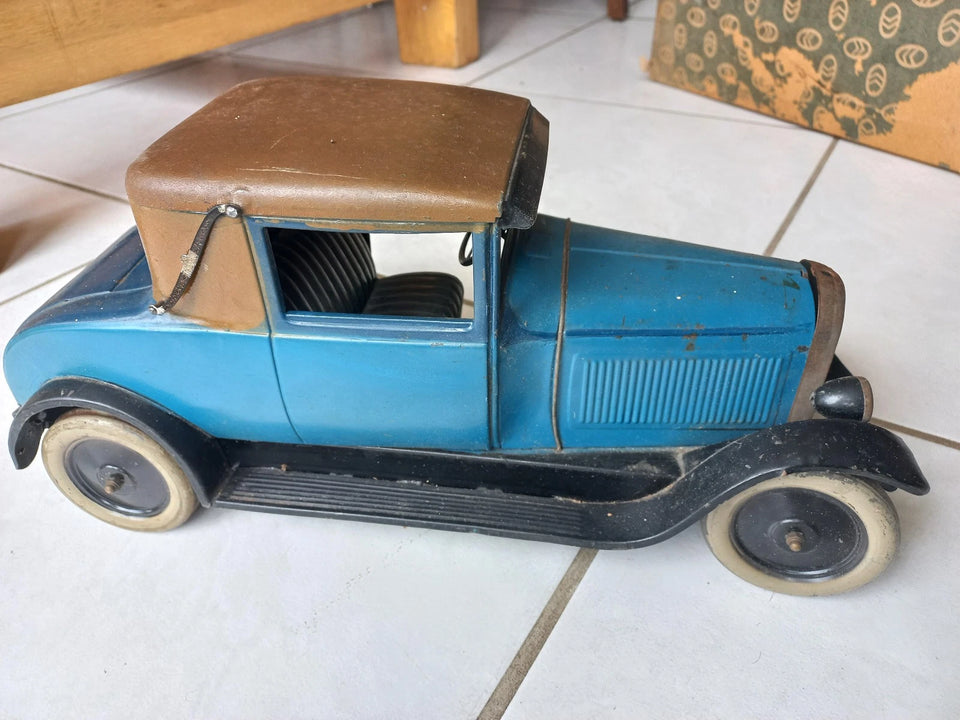 jouet ancien 1928 André Citroën C6 avec boîte d'origine, clé, moteur, frein