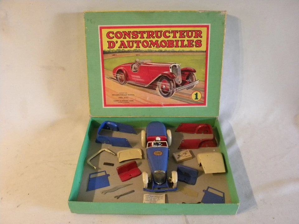 JOUET ANCIEN TOLE COFFRET MECCANO CONSTRUCTEUR D'AUTOMOBILES