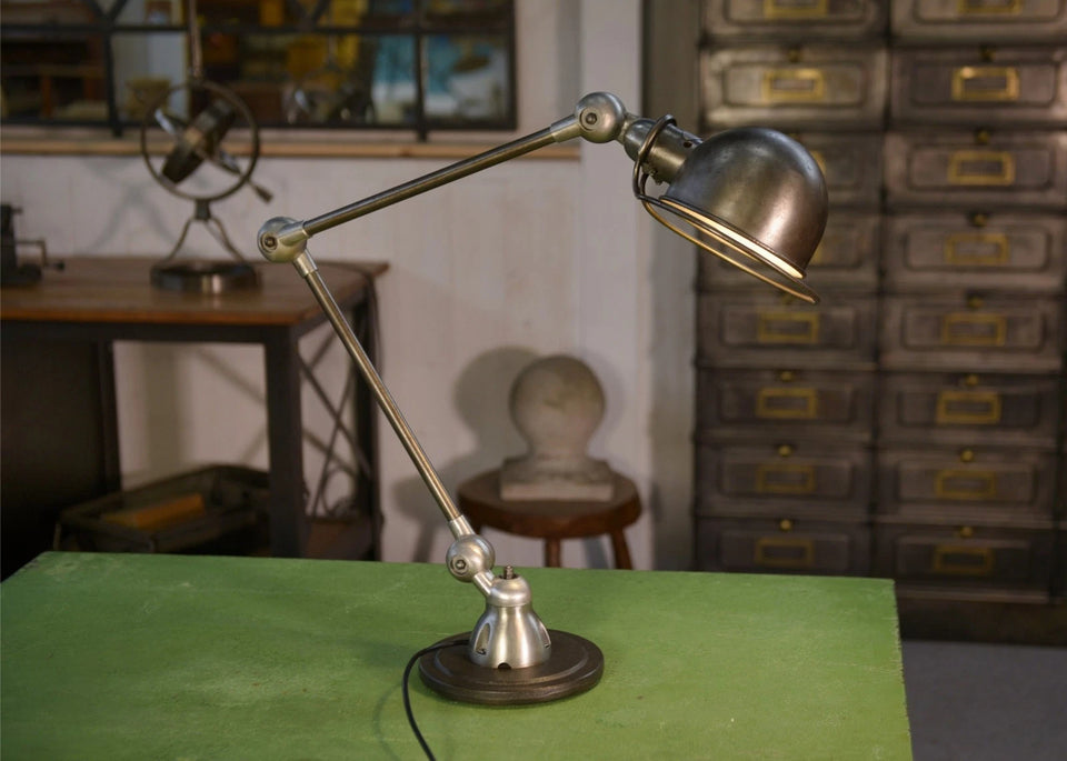 Lampe Jieldé 2 bras réglables sur socle par Jean-Louis Domecq 1950's