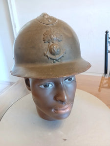 casque Adrian WW1/WW2 infanterie coloniale de marine COMPLET