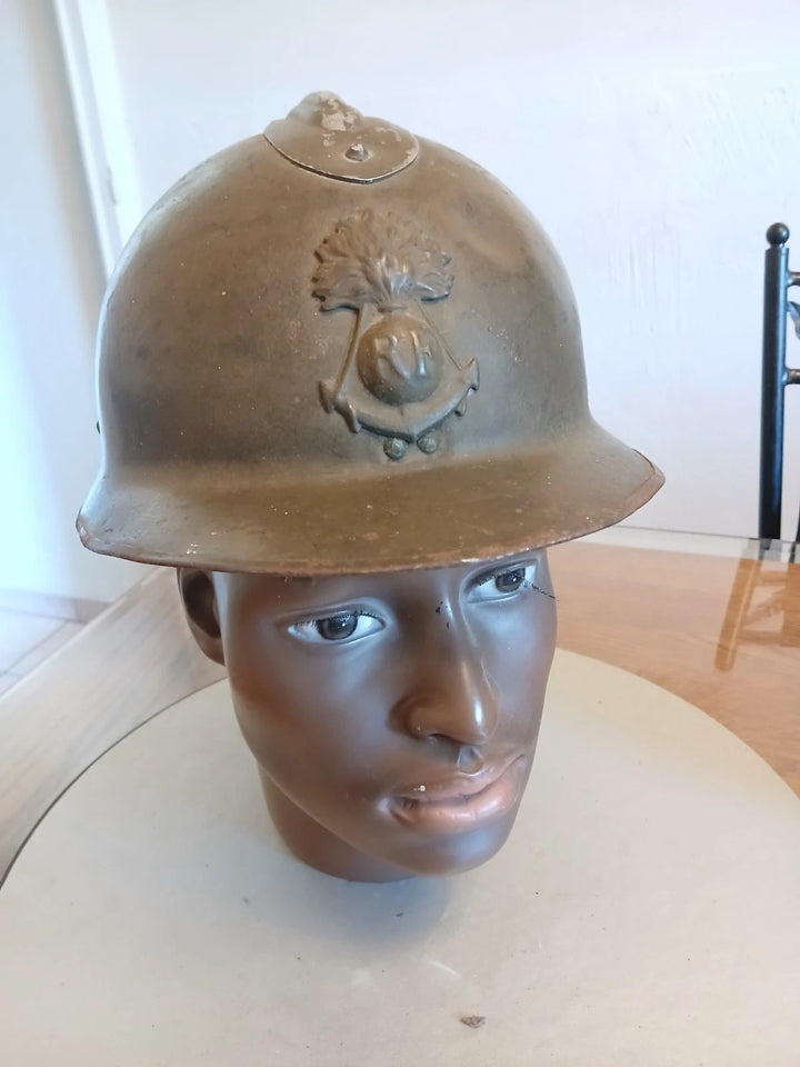 casque Adrian WW1/WW2 infanterie coloniale de marine COMPLET