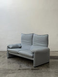 Canapé deux places Cassina Maralunga 40 design années 70 tissu bleu