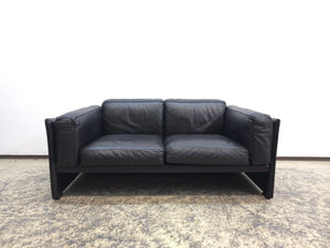 Canapé 2 places en cuir Cassina Duc Mario Bellini noir design vintage