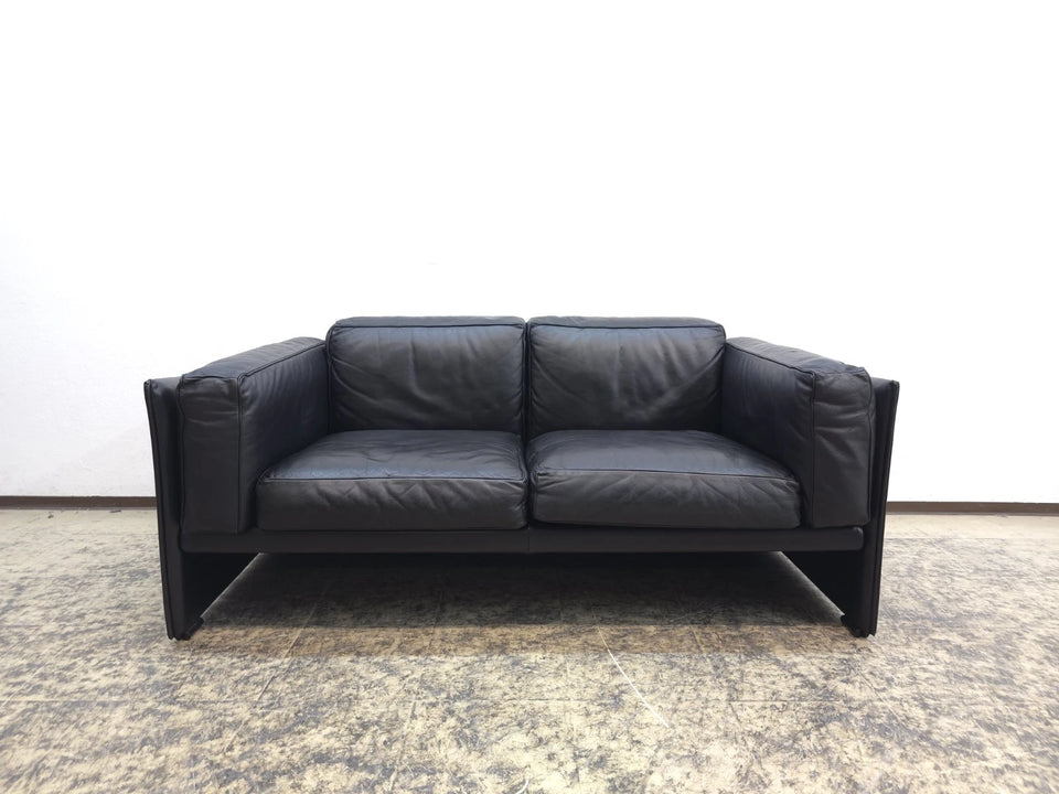 Canapé 2 places en cuir Cassina Duc Mario Bellini noir design vintage