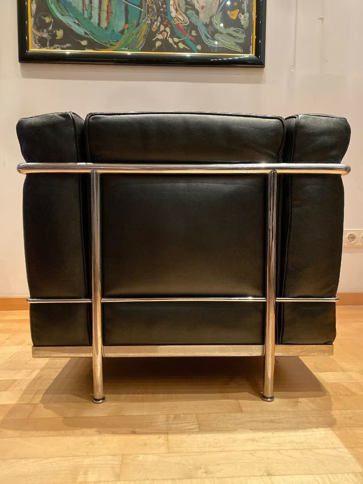 Fauteuil Cassina LC2 Le Corbusier Original en cuir noir