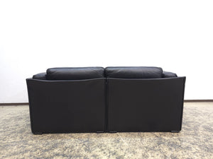 Canapé 2 places en cuir Cassina Duc Mario Bellini noir design vintage