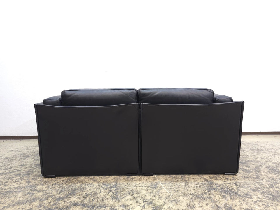 Canapé 2 places en cuir Cassina Duc Mario Bellini noir design vintage