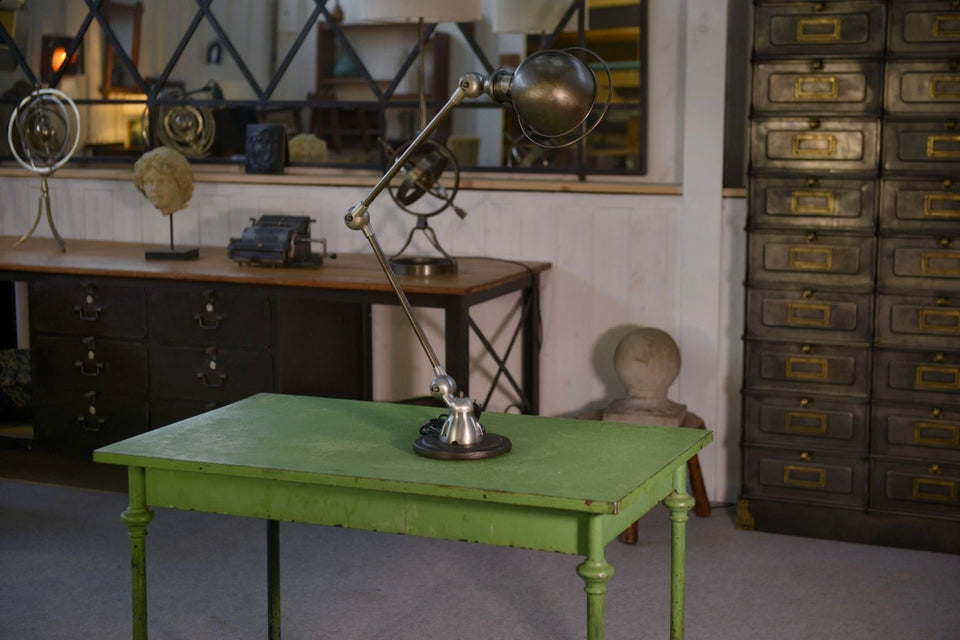 Lampe Jieldé 2 bras réglables sur socle par Jean-Louis Domecq 1950's
