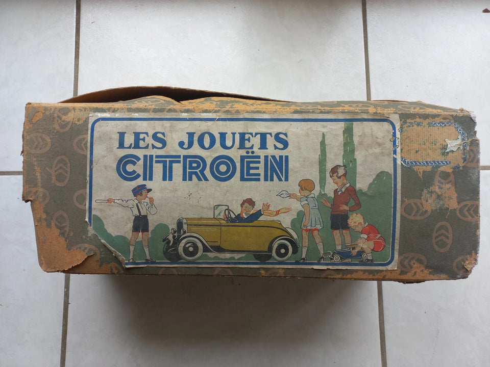 jouet ancien 1928 André Citroën C6 avec boîte d'origine, clé, moteur, frein