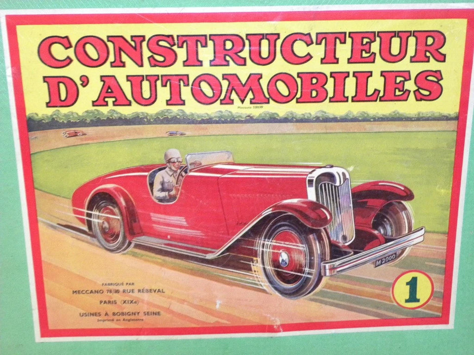 JOUET ANCIEN TOLE COFFRET MECCANO CONSTRUCTEUR D'AUTOMOBILES