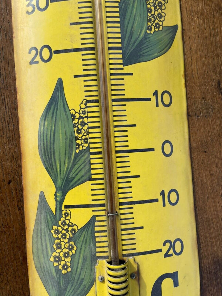 PLAQUE ÉMAILLÉE THERMOMÈTRE  AUVERGNE GENTIANE NATURELLE