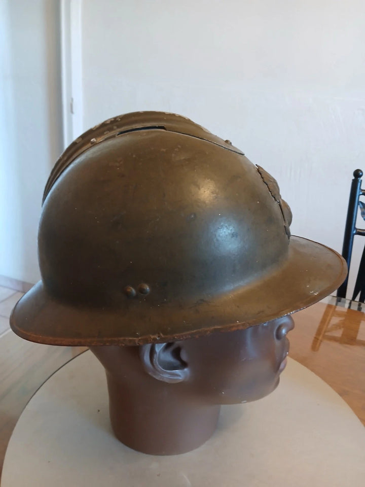 casque Adrian WW1/WW2 infanterie coloniale de marine COMPLET
