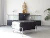 Tabouret Cassina Le Corbusier LC2 LC3 Cuir noir, Chrome,