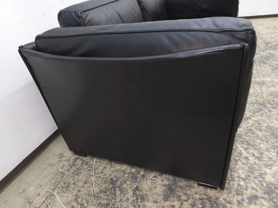 Canapé 2 places en cuir Cassina Duc Mario Bellini noir design vintage