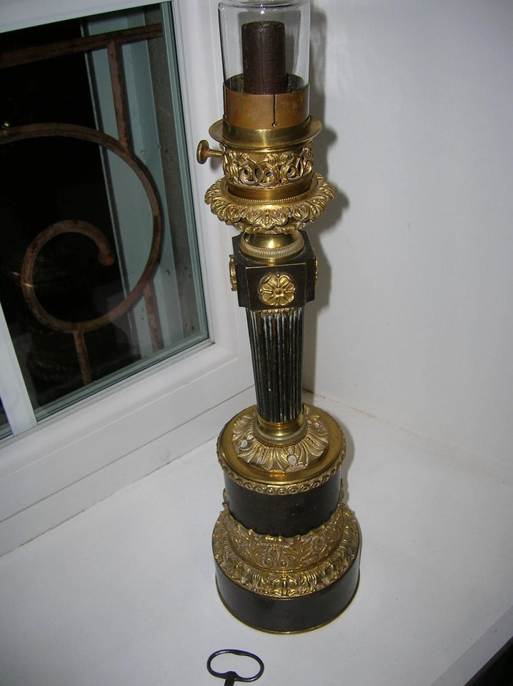 ANCIENNE LAMPE A MECANISME HORLOGERIE type CARCEL