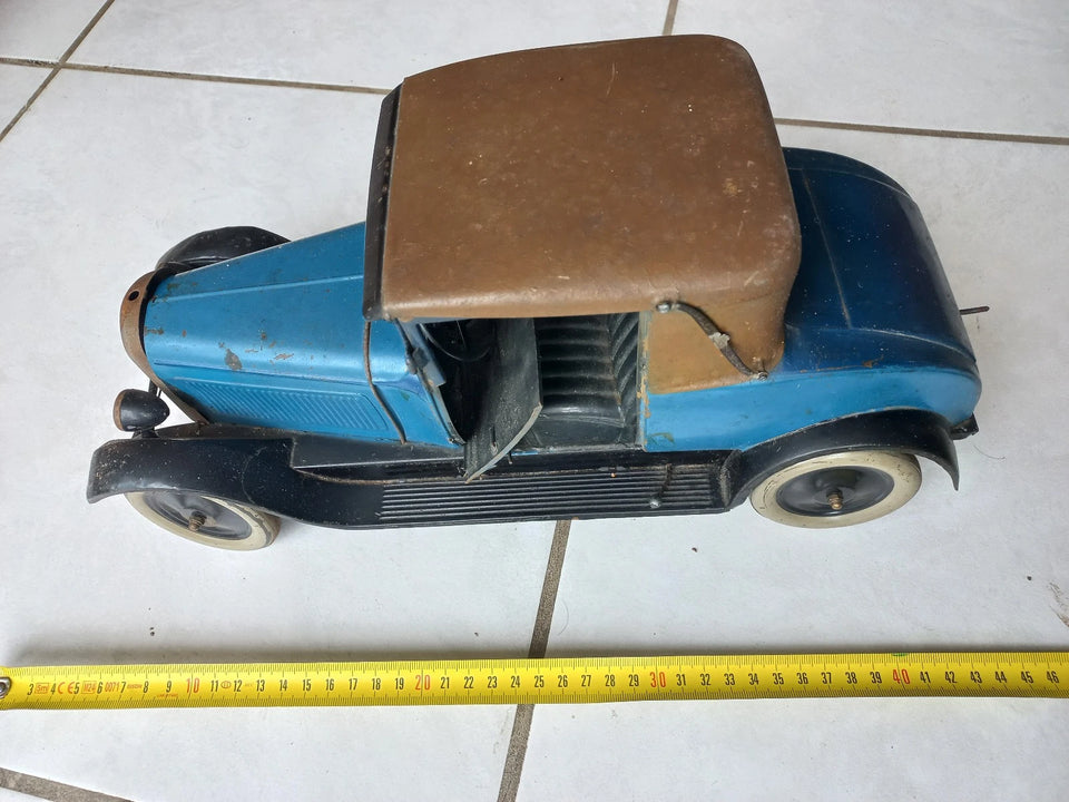 jouet ancien 1928 André Citroën C6 avec boîte d'origine, clé, moteur, frein