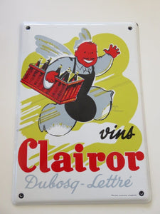 RARE PLAQUE EMAILLEE VINS CLAIROR DUBOSQ LETTRE LEON DUPIN STRASBOURG