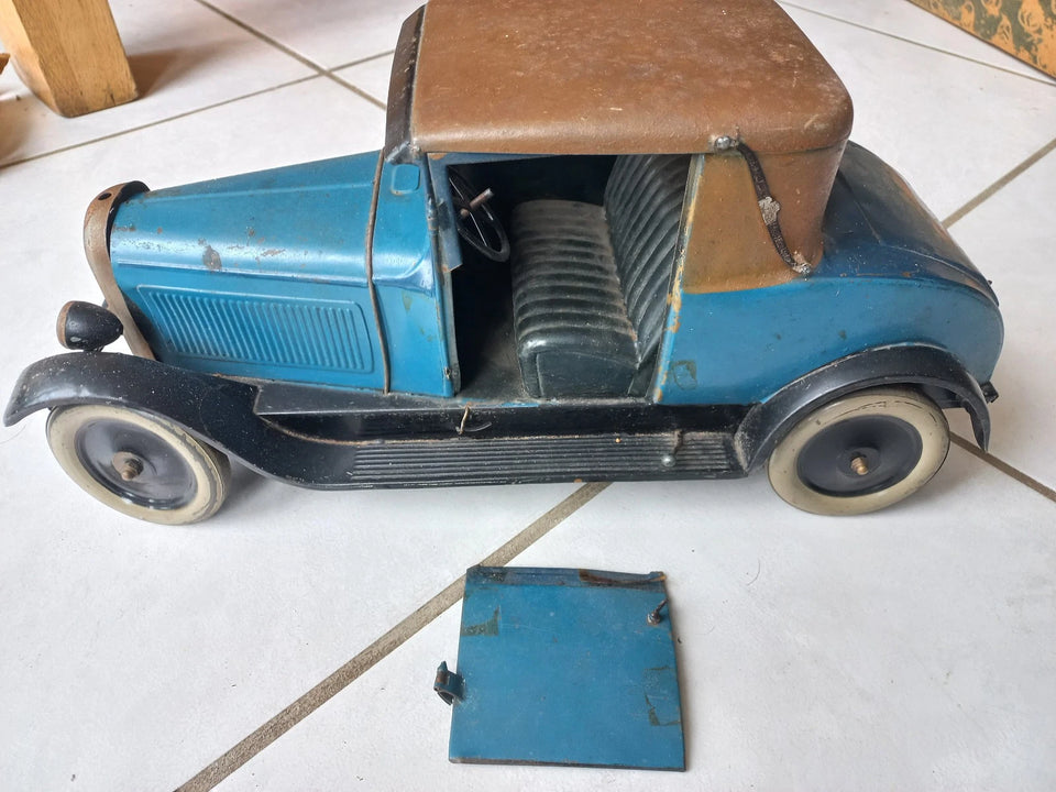 jouet ancien 1928 André Citroën C6 avec boîte d'origine, clé, moteur, frein