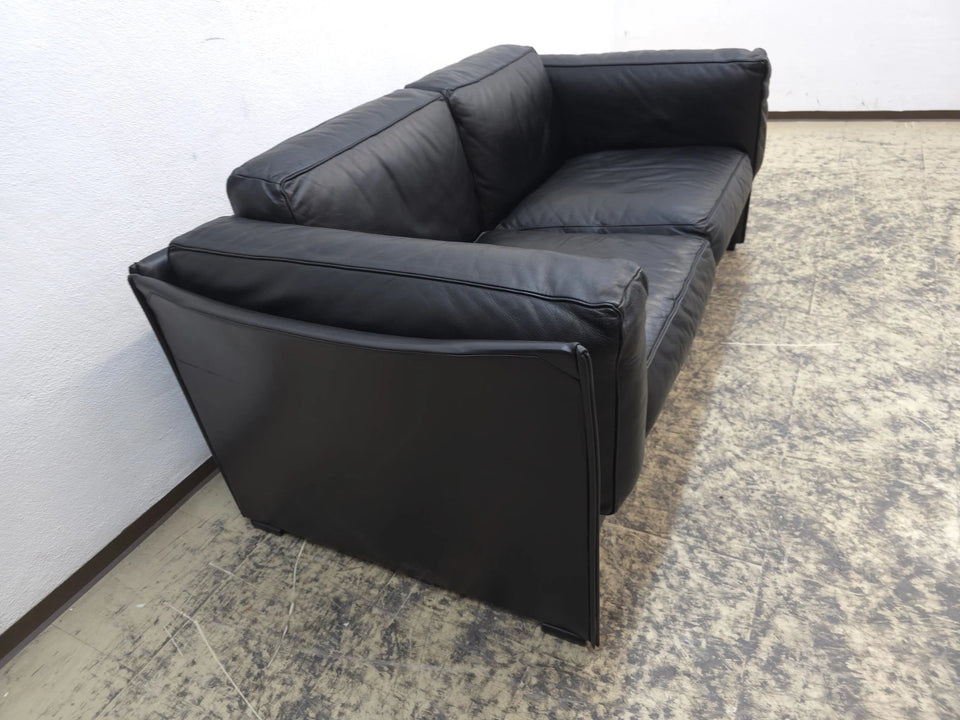 Canapé 2 places en cuir Cassina Duc Mario Bellini noir design vintage