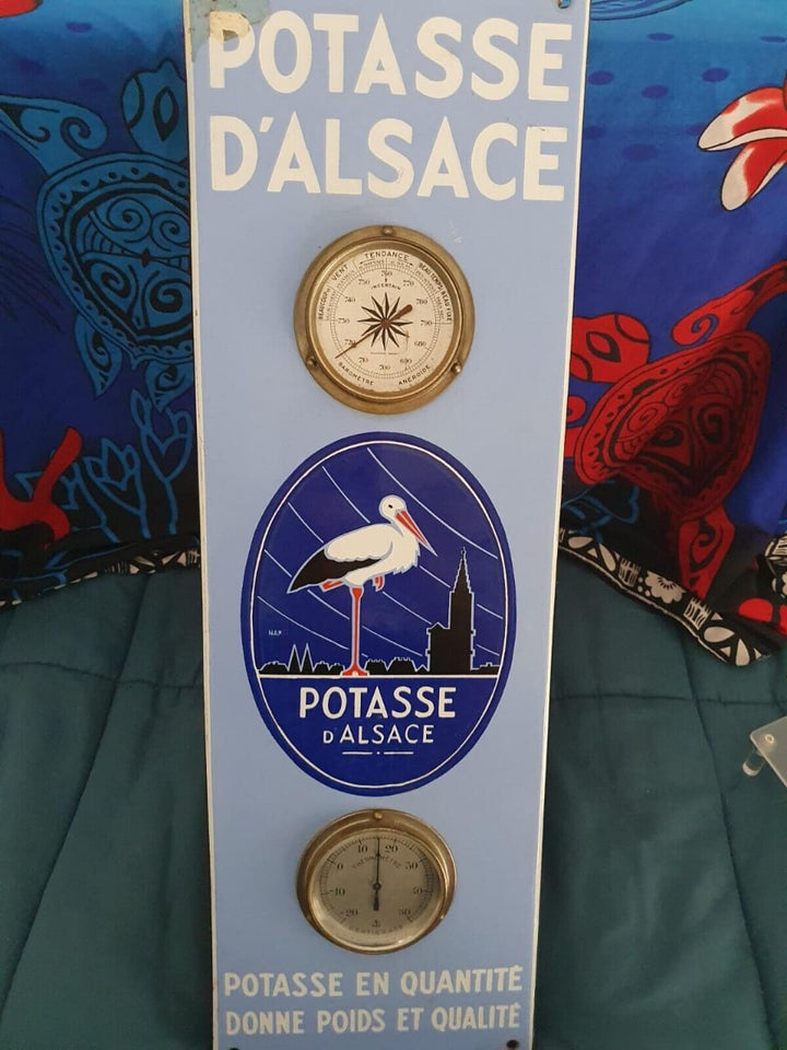 Plaque émaillée Potasse d'Alsace Thermomètre et Baromètre. EAS