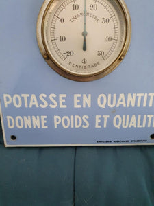 Plaque émaillée Potasse d'Alsace Thermomètre et Baromètre. EAS
