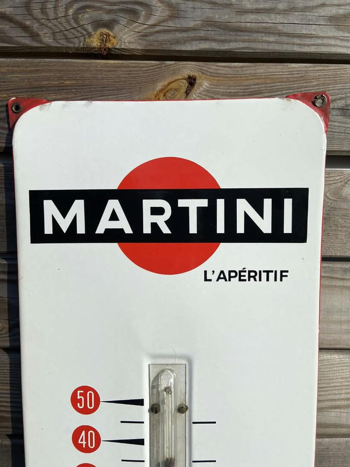 plaque émaillée publicitaire ancienne MARTINI thermomètre 1967