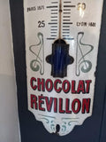 CHOCOLAT REVILLON " Plaque émaillée bombée thermomètre